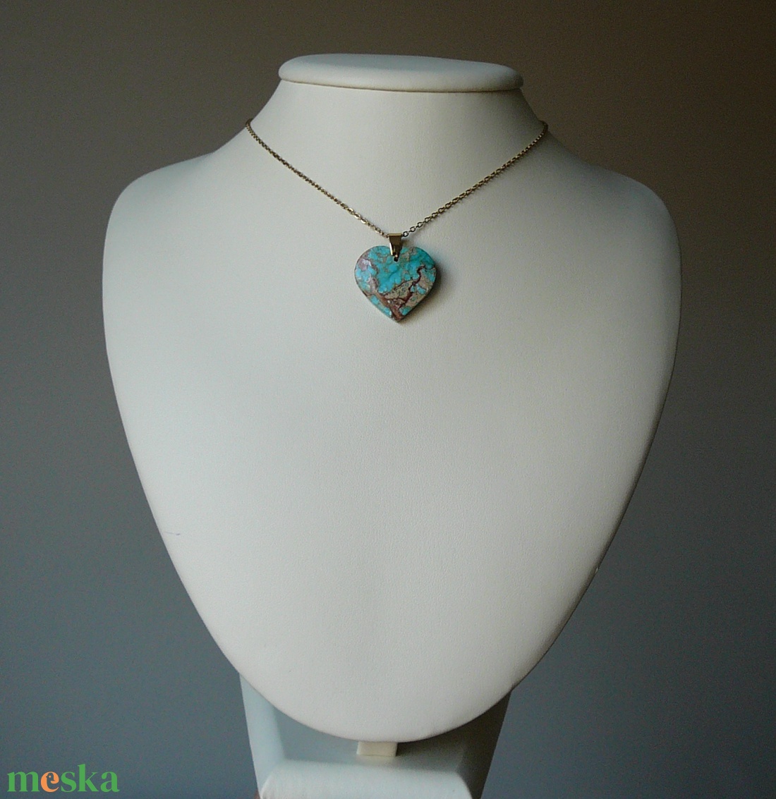 Üledéki jáspis szív medálos nyaklánc - ékszer - nyaklánc - medálos nyaklánc - Meska.hu