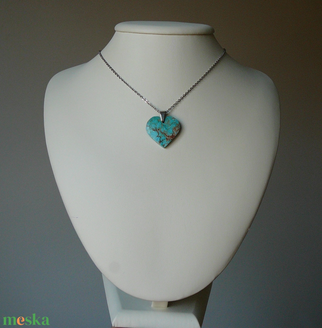 Üledéki jáspis szív medálos nyaklánc - ékszer - nyaklánc - medálos nyaklánc - Meska.hu