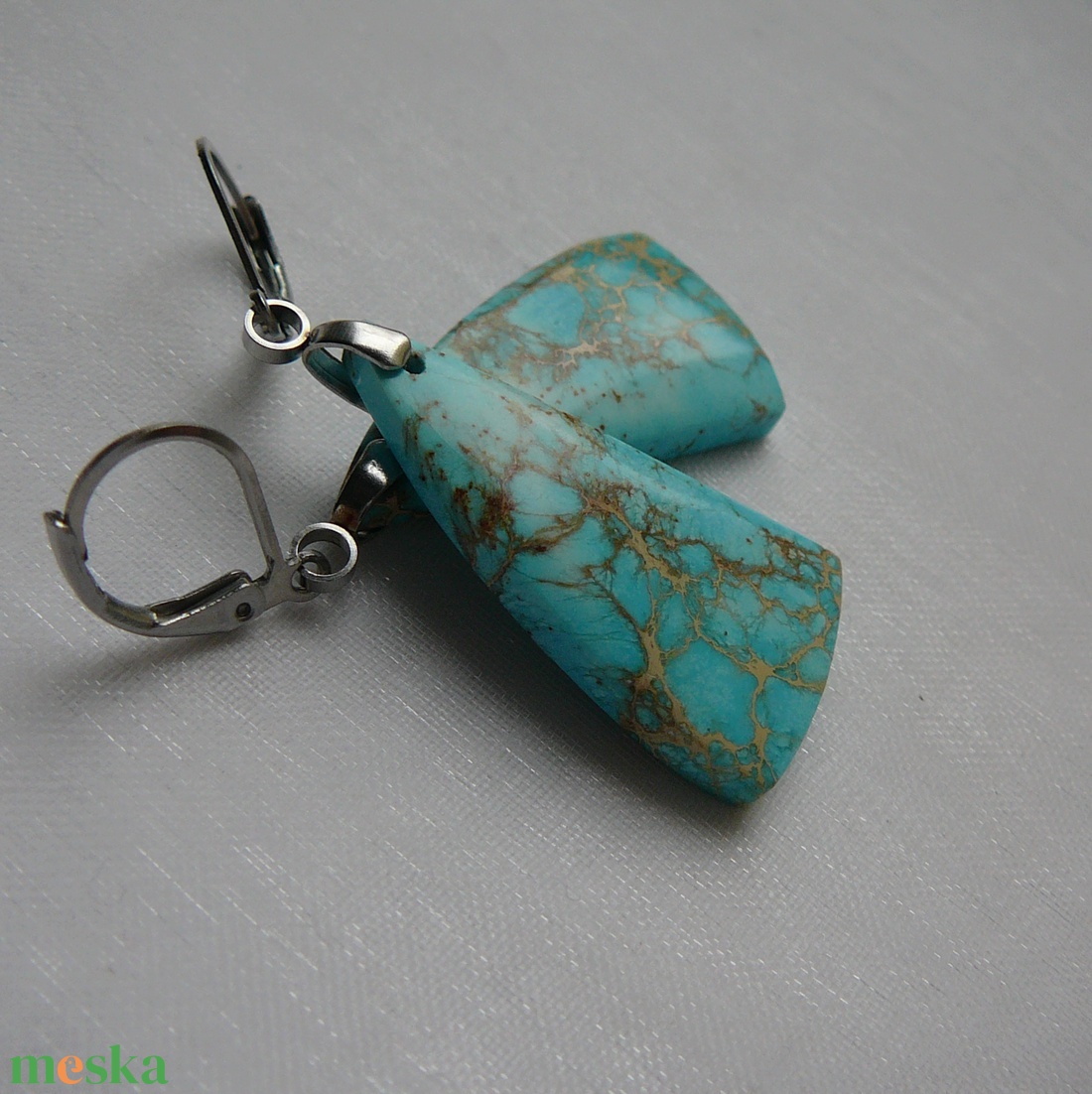 Üledéki jáspis fülbevaló - ékszer - fülbevaló - lógó fülbevaló - Meska.hu