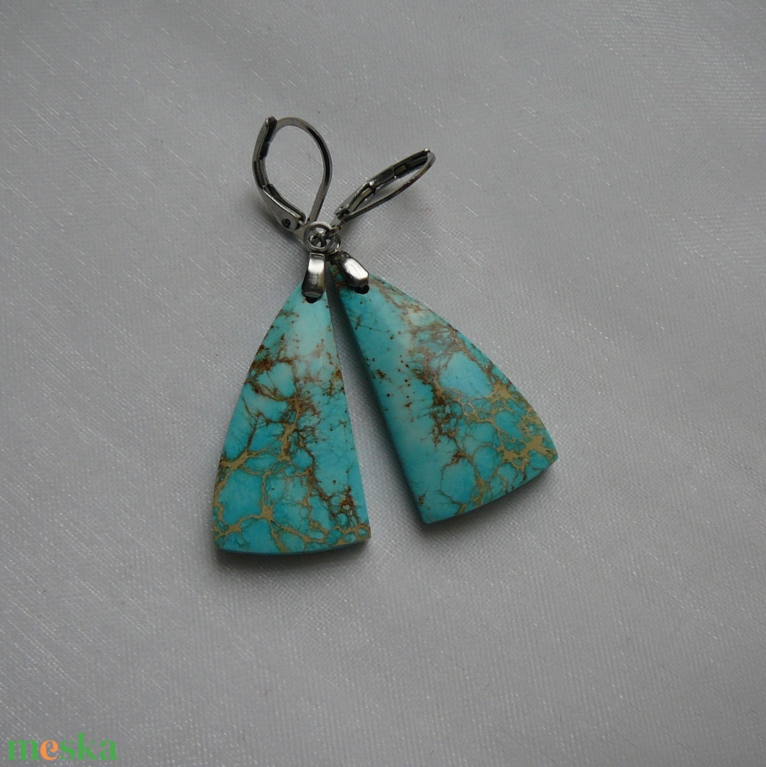 Üledéki jáspis fülbevaló - ékszer - fülbevaló - lógó fülbevaló - Meska.hu