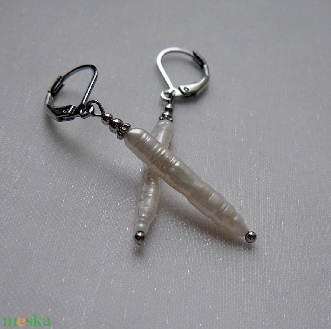 Folyami gyöngy fülbevaló - ékszer - fülbevaló - lógó fülbevaló - Meska.hu