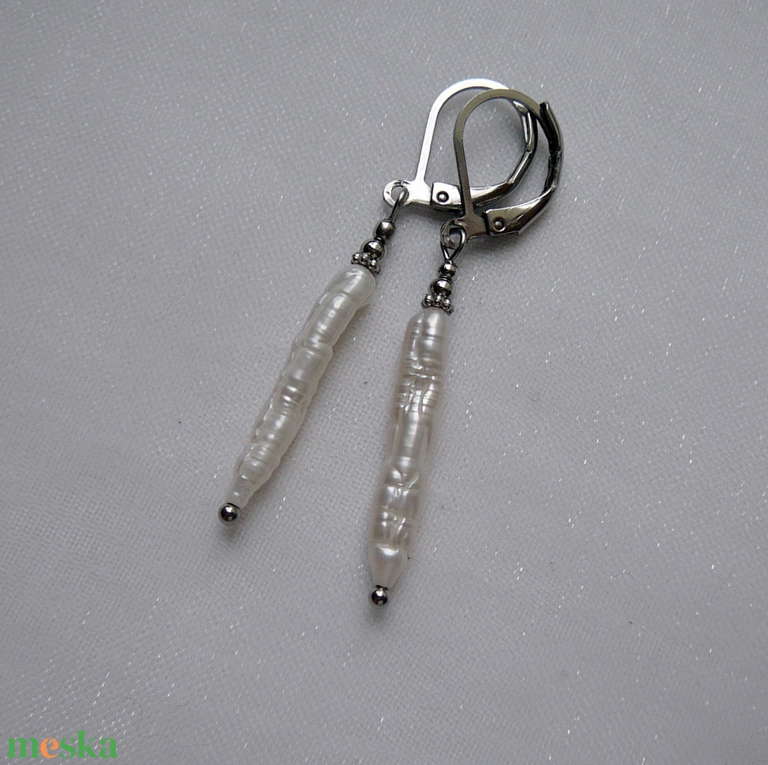 Folyami gyöngy fülbevaló - ékszer - fülbevaló - lógó fülbevaló - Meska.hu