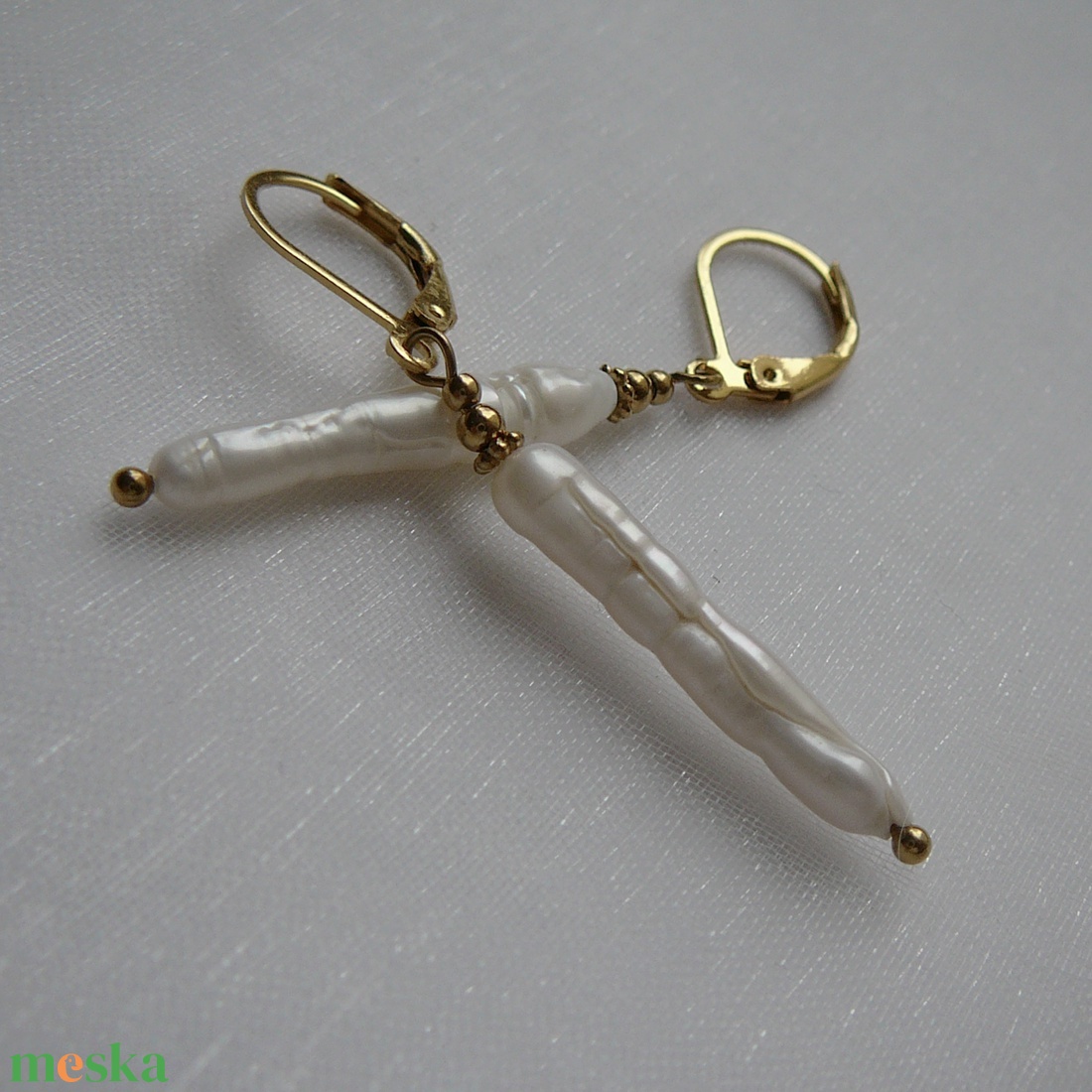 Folyami gyöngy fülbevaló - ékszer - fülbevaló - lógó fülbevaló - Meska.hu