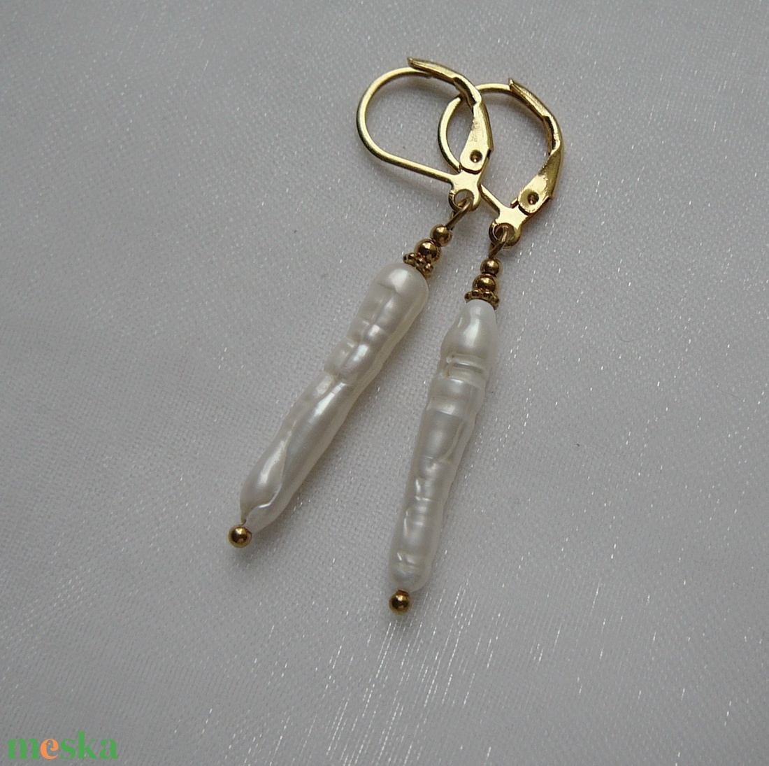 Folyami gyöngy fülbevaló - ékszer - fülbevaló - lógó fülbevaló - Meska.hu