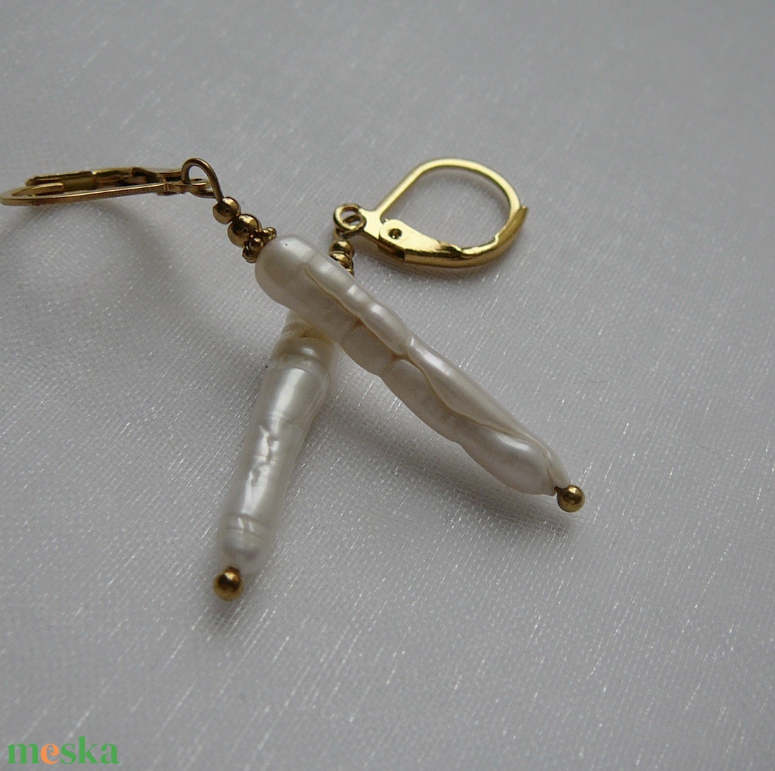 Folyami gyöngy fülbevaló - ékszer - fülbevaló - lógó fülbevaló - Meska.hu