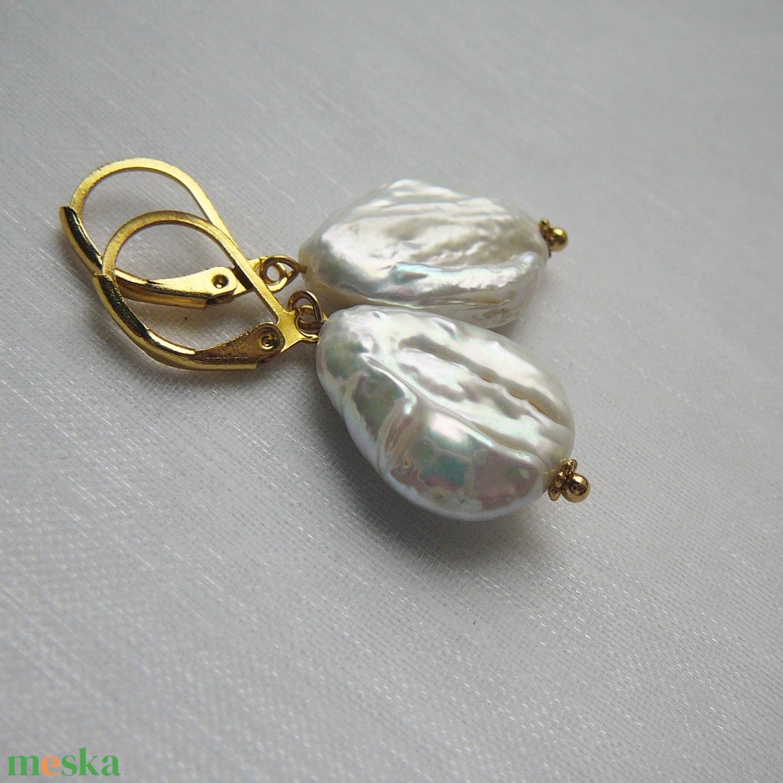 Folyami gyöngy fülbevaló - ékszer - fülbevaló - lógó fülbevaló - Meska.hu