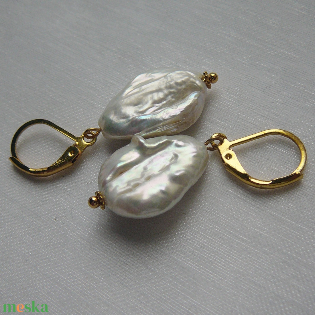 Folyami gyöngy fülbevaló - ékszer - fülbevaló - lógó fülbevaló - Meska.hu