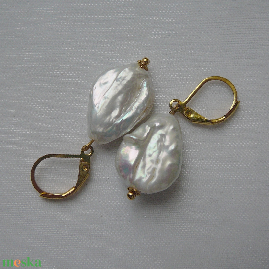 Folyami gyöngy fülbevaló - ékszer - fülbevaló - lógó fülbevaló - Meska.hu