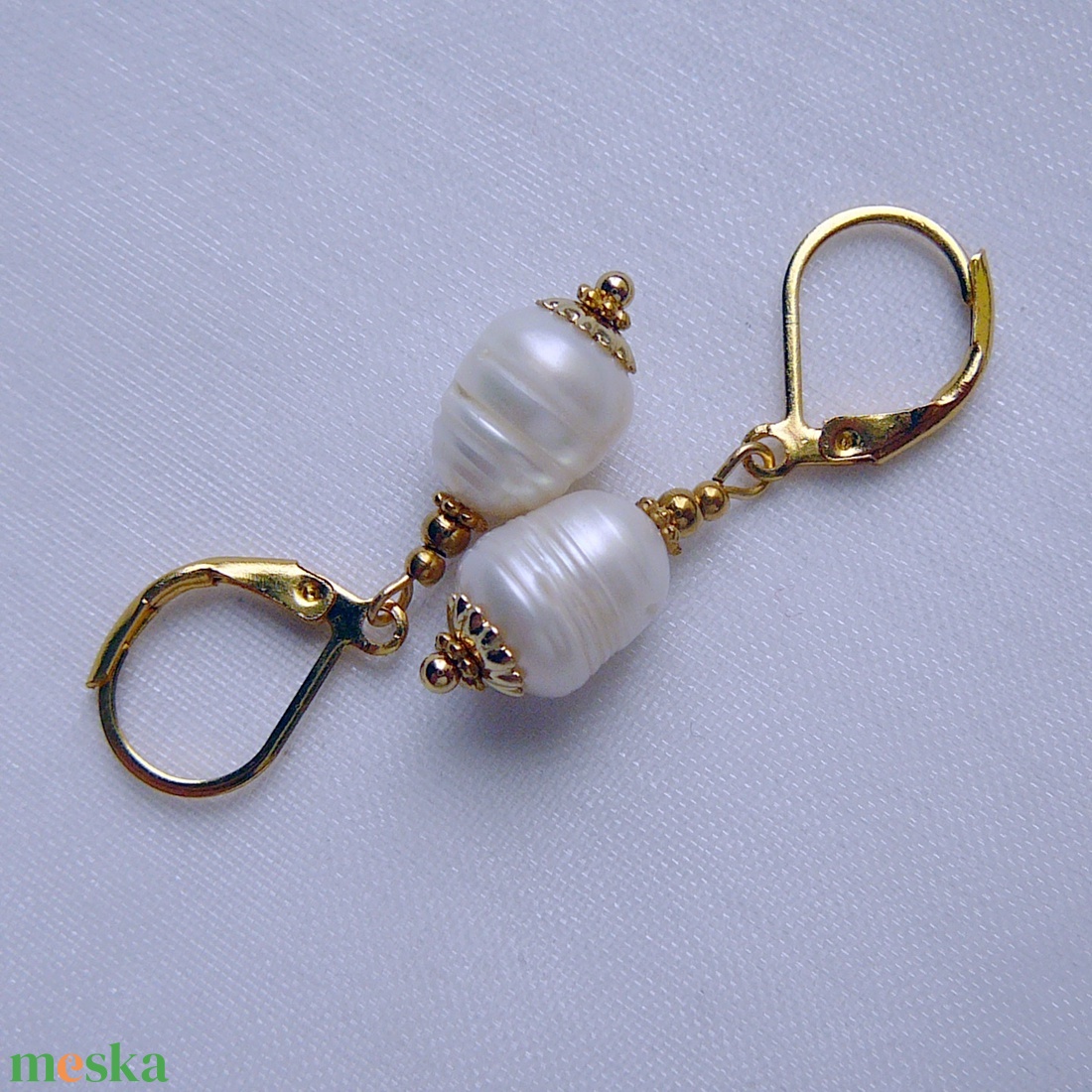 Folyami gyöngy fülbevaló - ékszer - fülbevaló - lógó fülbevaló - Meska.hu