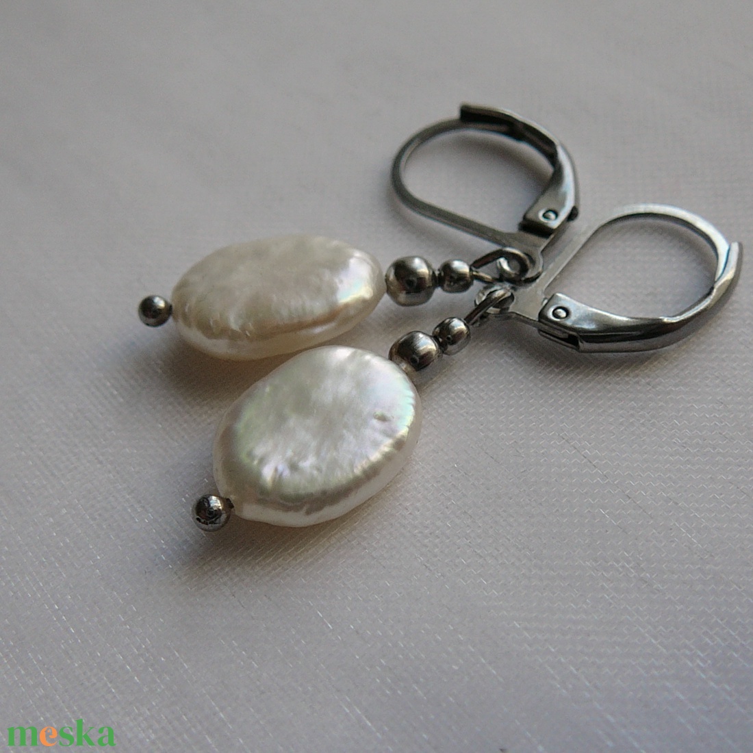 Folyami gyöngy fülbevaló - ékszer - fülbevaló - lógó fülbevaló - Meska.hu