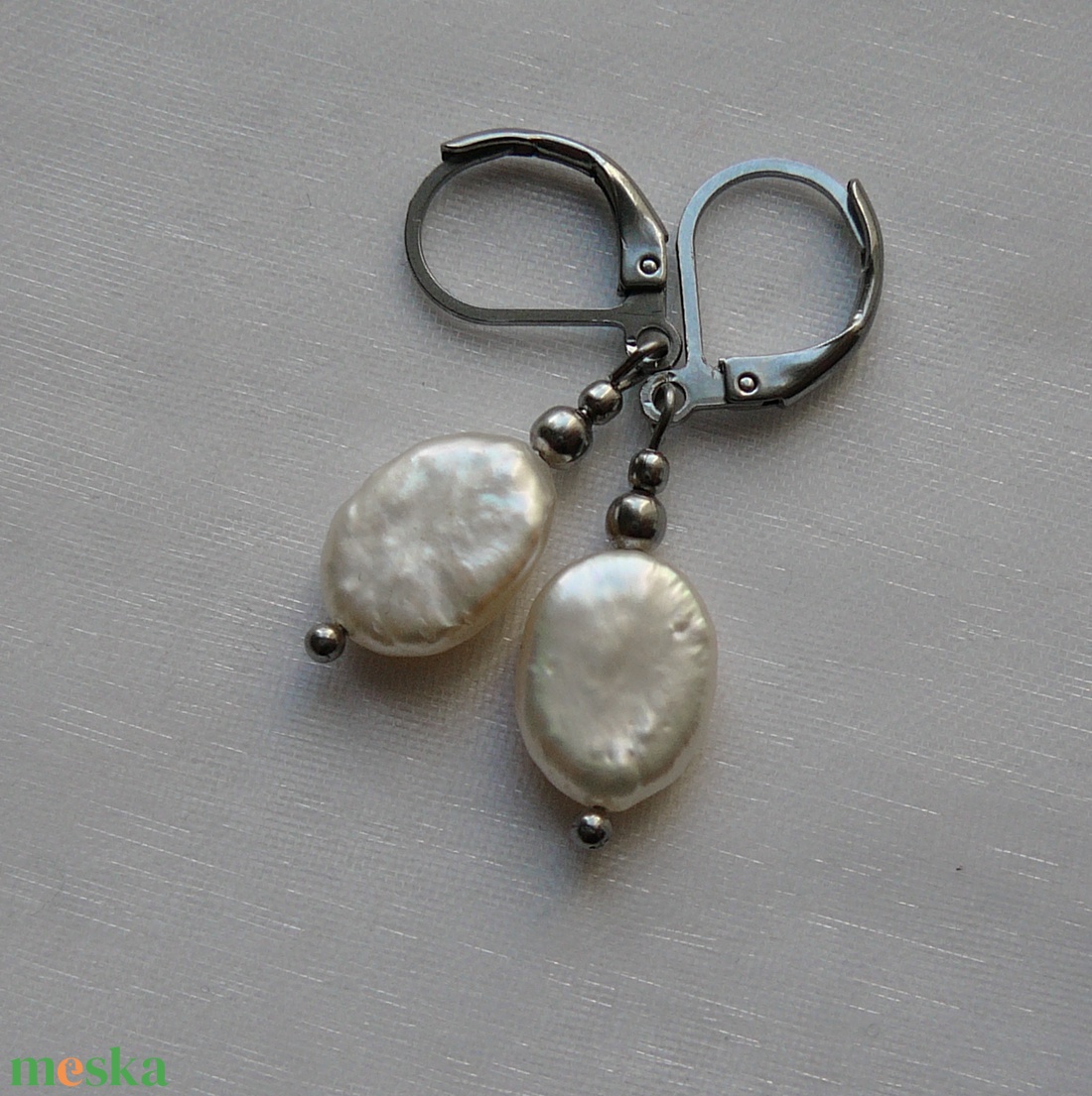 Folyami gyöngy fülbevaló - ékszer - fülbevaló - lógó fülbevaló - Meska.hu