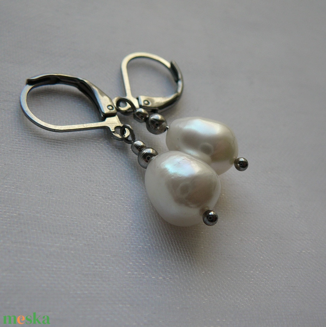 Folyami gyöngy fülbevaló - ékszer - fülbevaló - lógó fülbevaló - Meska.hu