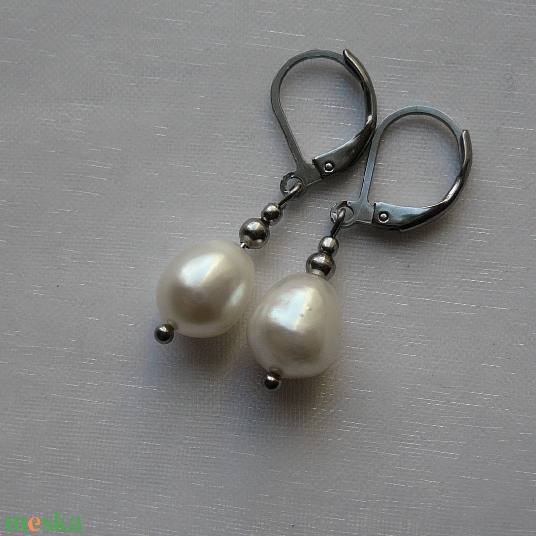 Folyami gyöngy fülbevaló - ékszer - fülbevaló - lógó fülbevaló - Meska.hu