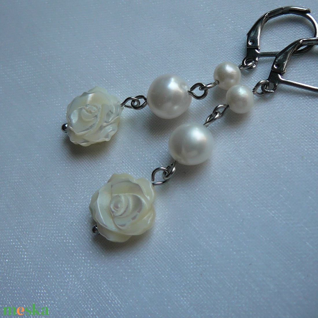 Folyami gyöngy fülbevaló - ékszer - fülbevaló - lógó fülbevaló - Meska.hu