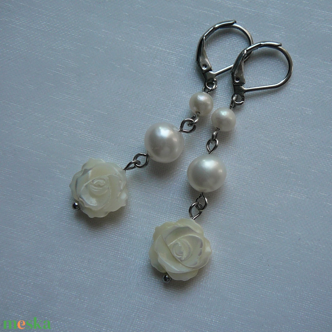 Folyami gyöngy fülbevaló - ékszer - fülbevaló - lógó fülbevaló - Meska.hu