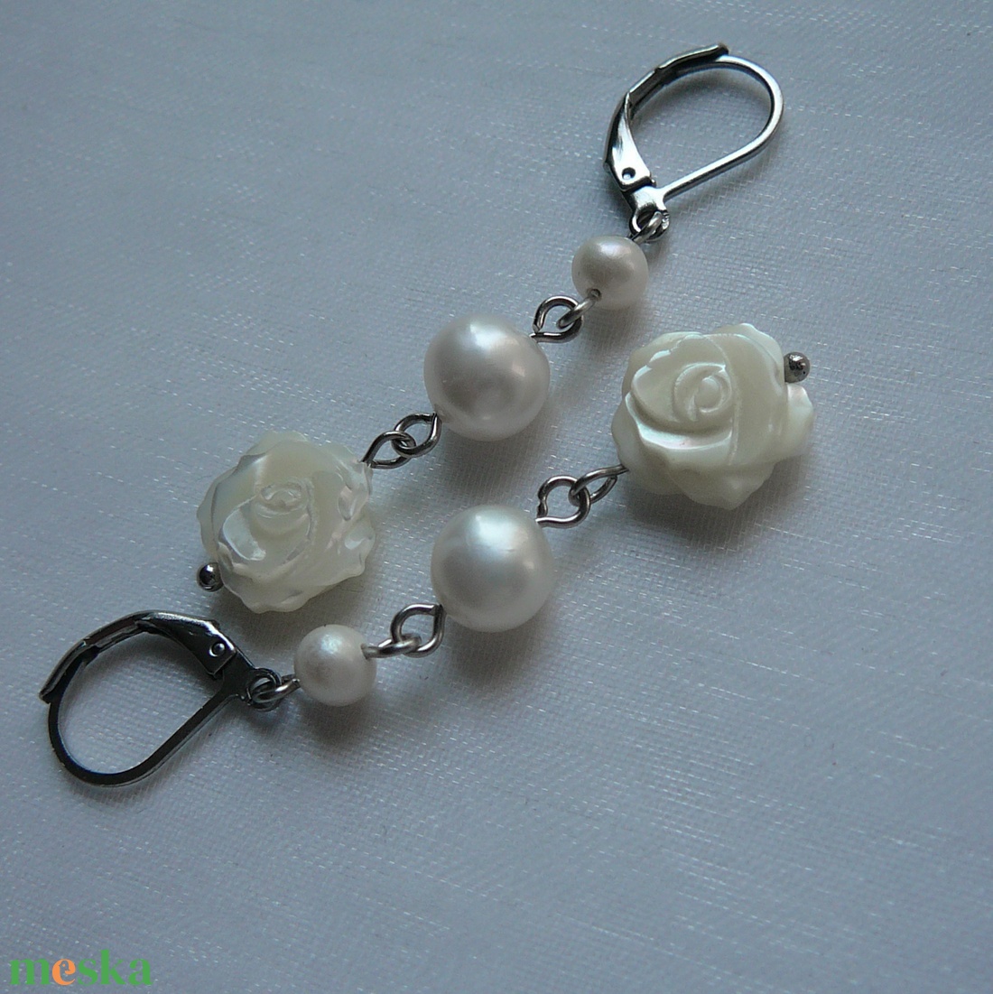 Folyami gyöngy fülbevaló - ékszer - fülbevaló - lógó fülbevaló - Meska.hu