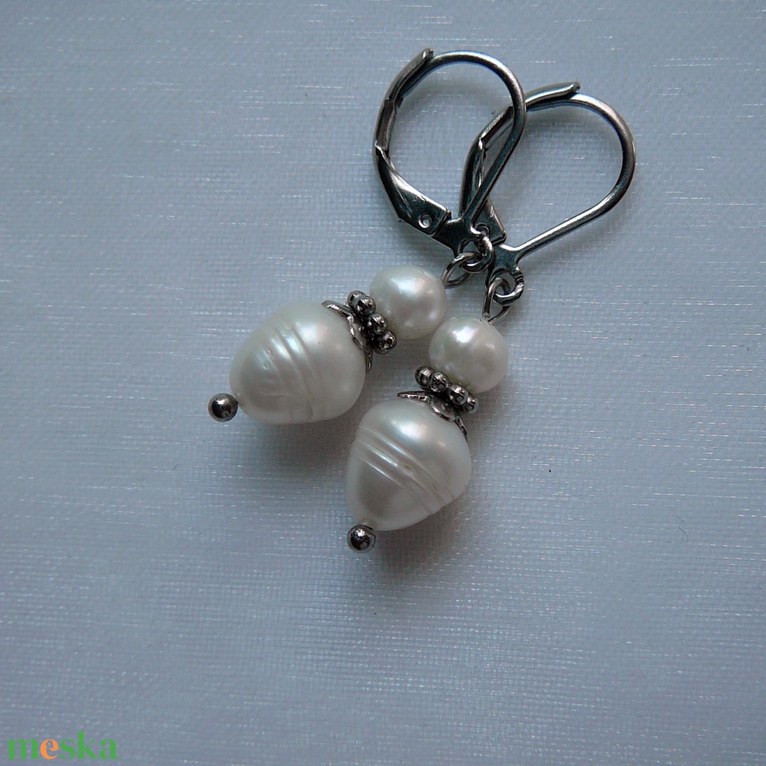 Folyami gyöngy fülbevaló - ékszer - fülbevaló - lógó fülbevaló - Meska.hu