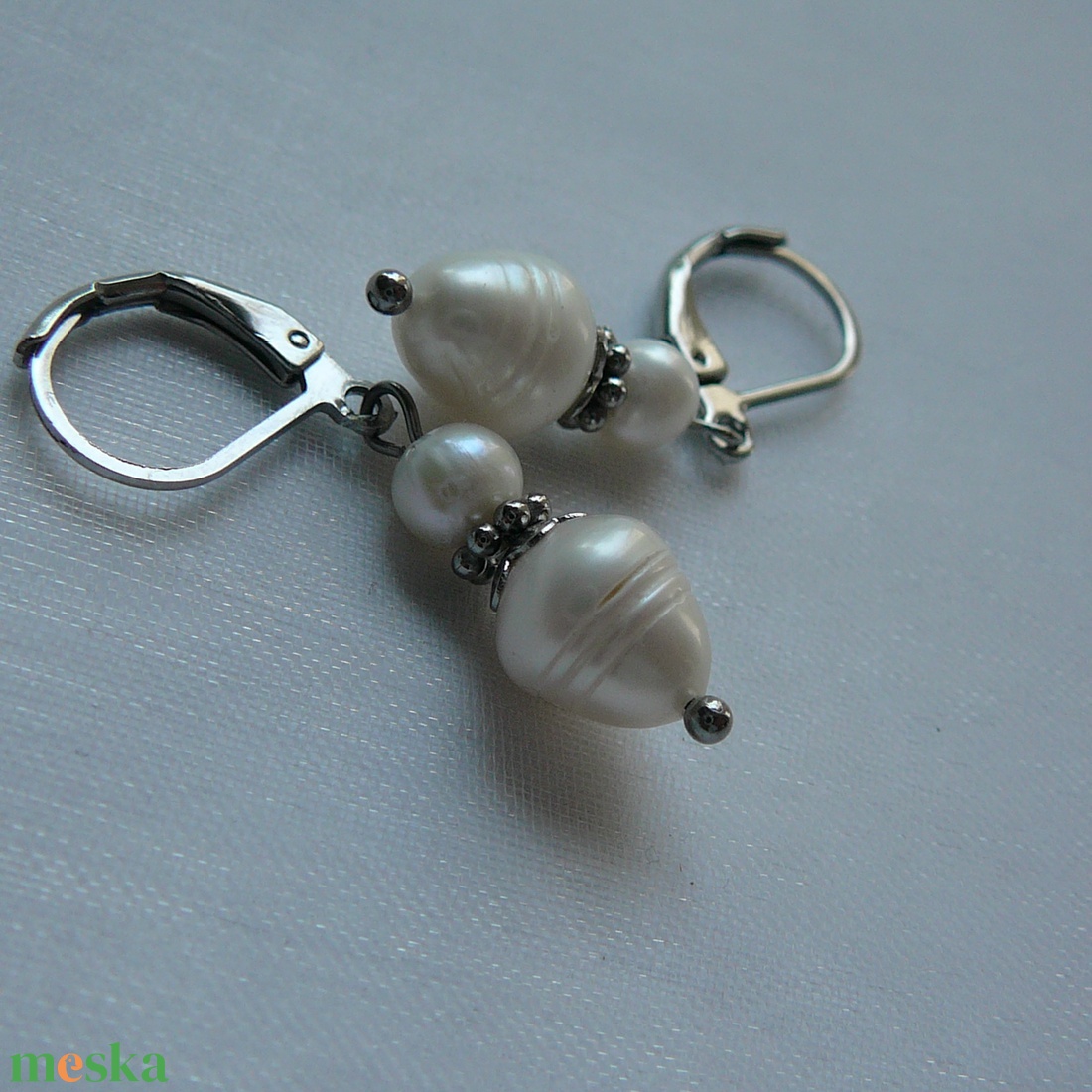 Folyami gyöngy fülbevaló - ékszer - fülbevaló - lógó fülbevaló - Meska.hu