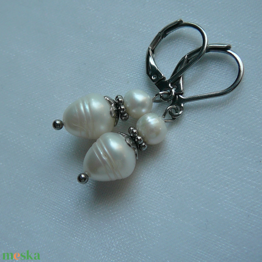 Folyami gyöngy fülbevaló - ékszer - fülbevaló - lógó fülbevaló - Meska.hu