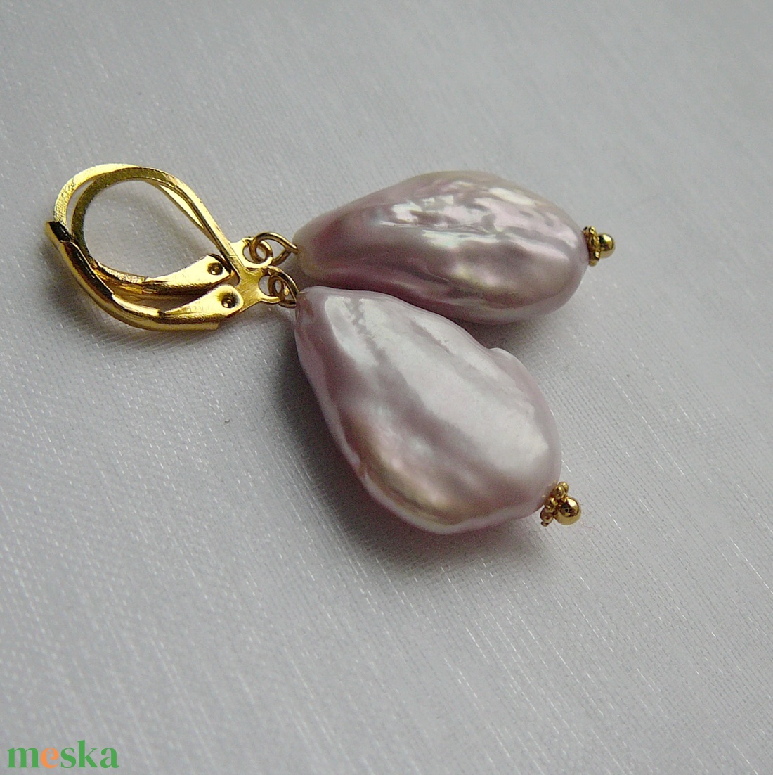 Folyami gyöngy fülbevaló - ékszer - fülbevaló - lógó fülbevaló - Meska.hu