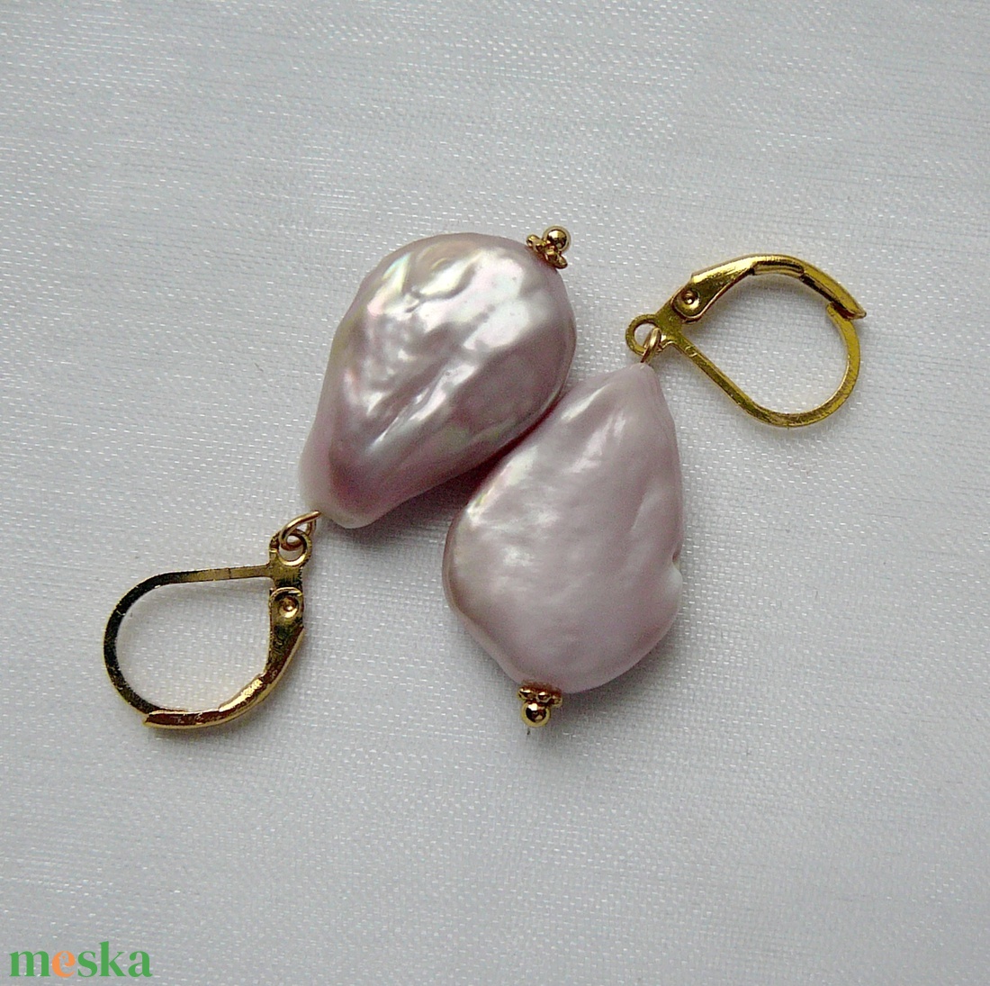 Folyami gyöngy fülbevaló - ékszer - fülbevaló - lógó fülbevaló - Meska.hu