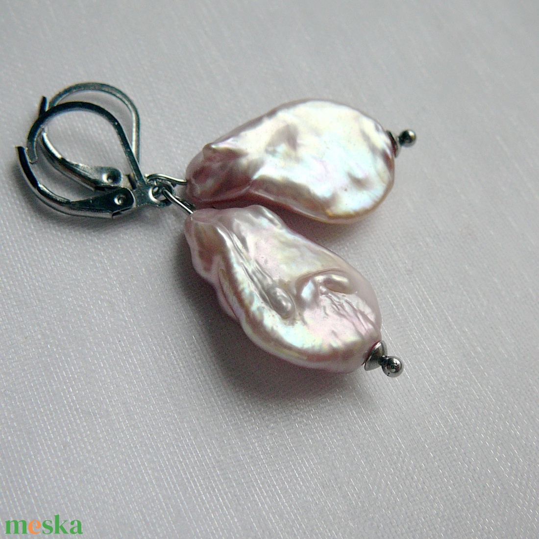 Folyami gyöngy fülbevaló - ékszer - fülbevaló - lógó fülbevaló - Meska.hu