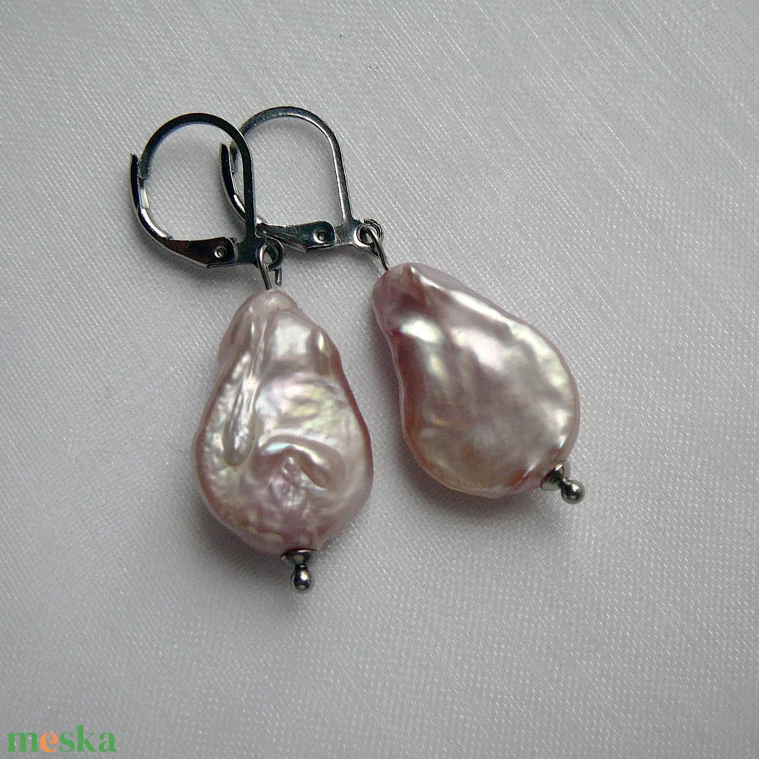 Folyami gyöngy fülbevaló - ékszer - fülbevaló - lógó fülbevaló - Meska.hu