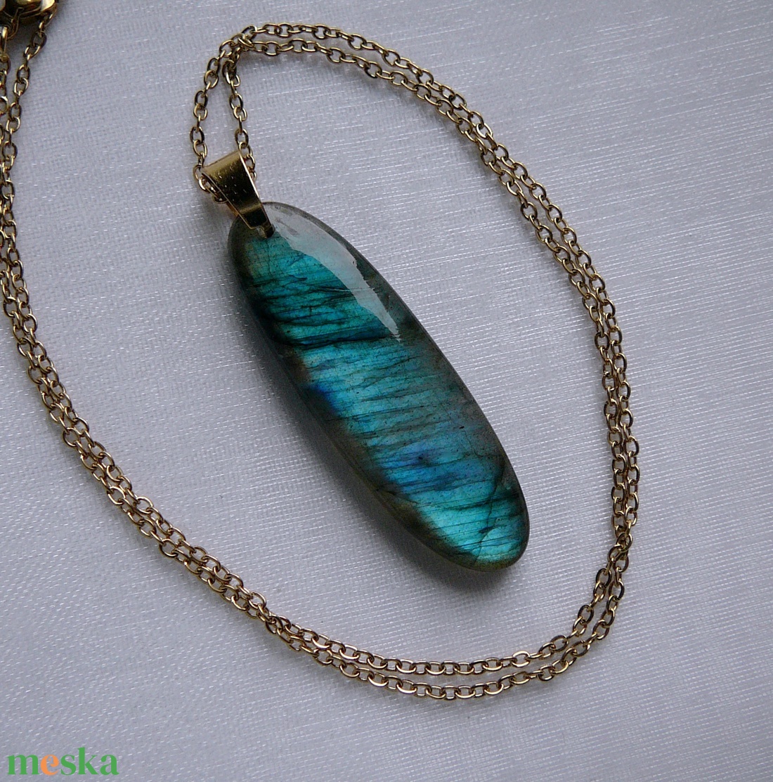 Labradorit medálos nyaklánc - ékszer - nyaklánc - medál - Meska.hu