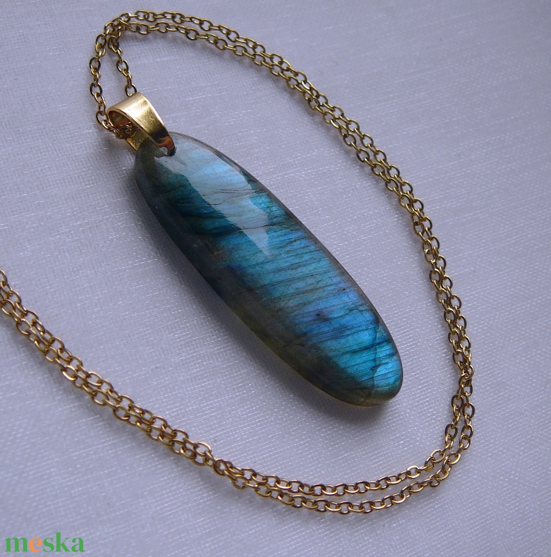 Labradorit medálos nyaklánc - ékszer - nyaklánc - medál - Meska.hu