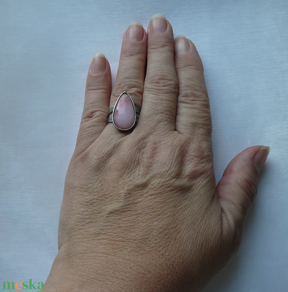 Rózsaszín opál gyűrű - ékszer - gyűrű - statement gyűrű - Meska.hu