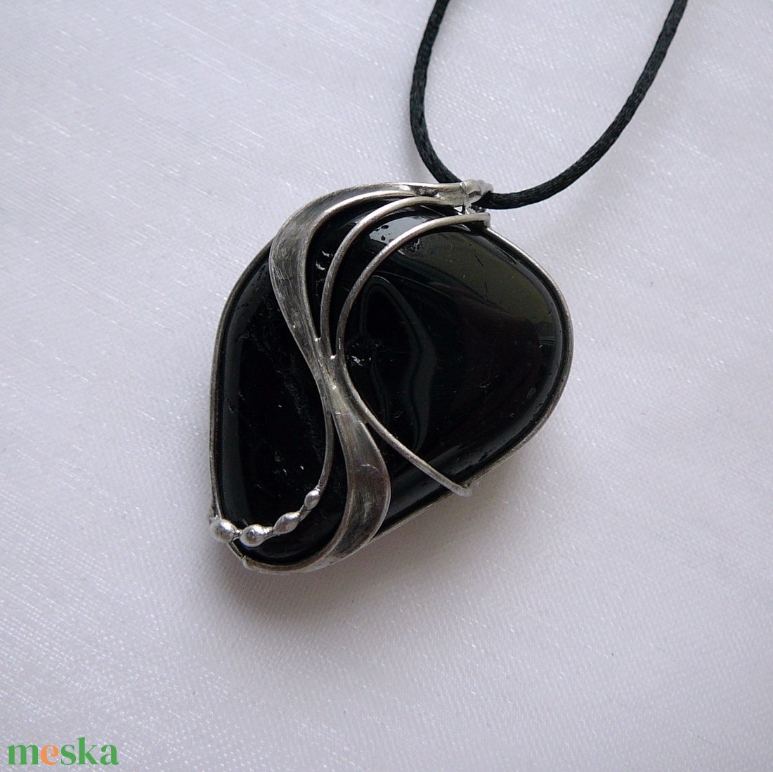 Fekete turmalin medál - ékszer - nyaklánc - medálos nyaklánc - Meska.hu