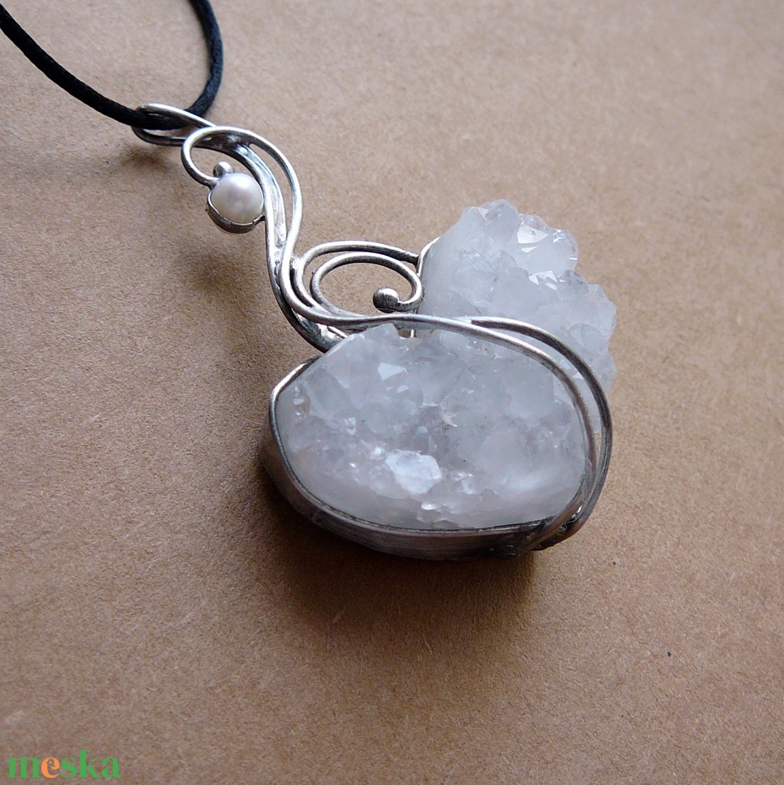 Hegyikristály geóda szív medál - ékszer - nyaklánc - medálos nyaklánc - Meska.hu