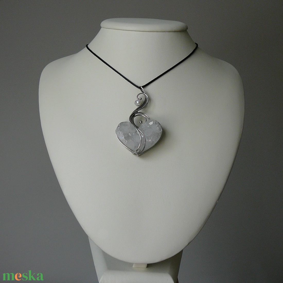 Hegyikristály geóda szív medál - ékszer - nyaklánc - medálos nyaklánc - Meska.hu