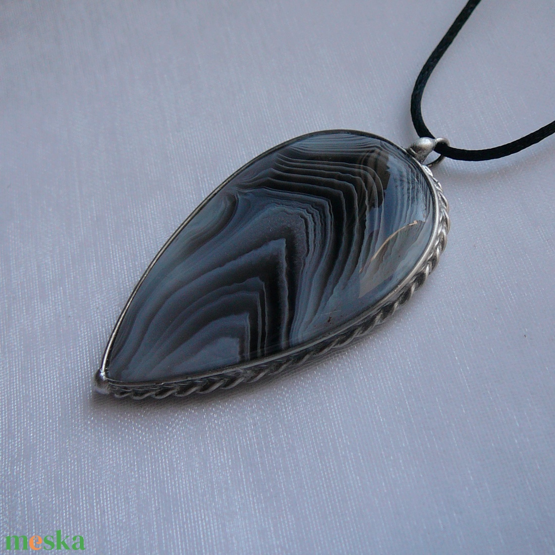 Botswana achát csepp medál - ékszer - nyaklánc - medálos nyaklánc - Meska.hu