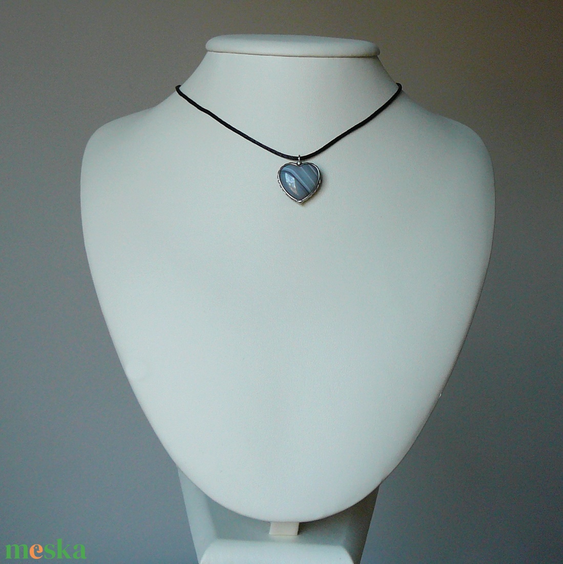 Achát mini szív medál - ékszer - nyaklánc - medálos nyaklánc - Meska.hu