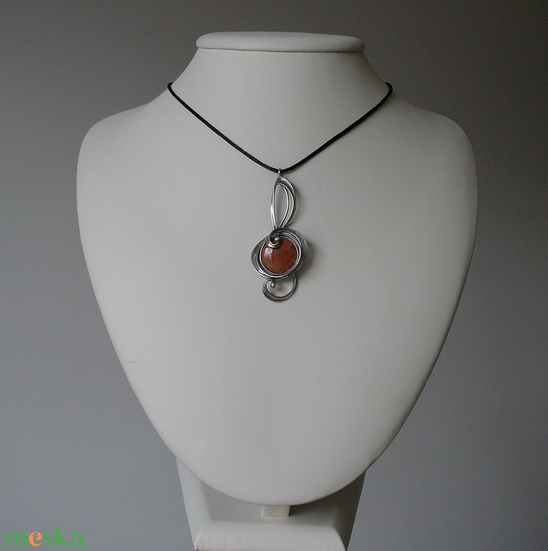 Tűzachát violinkulcs medál  - ékszer - nyaklánc - medálos nyaklánc - Meska.hu