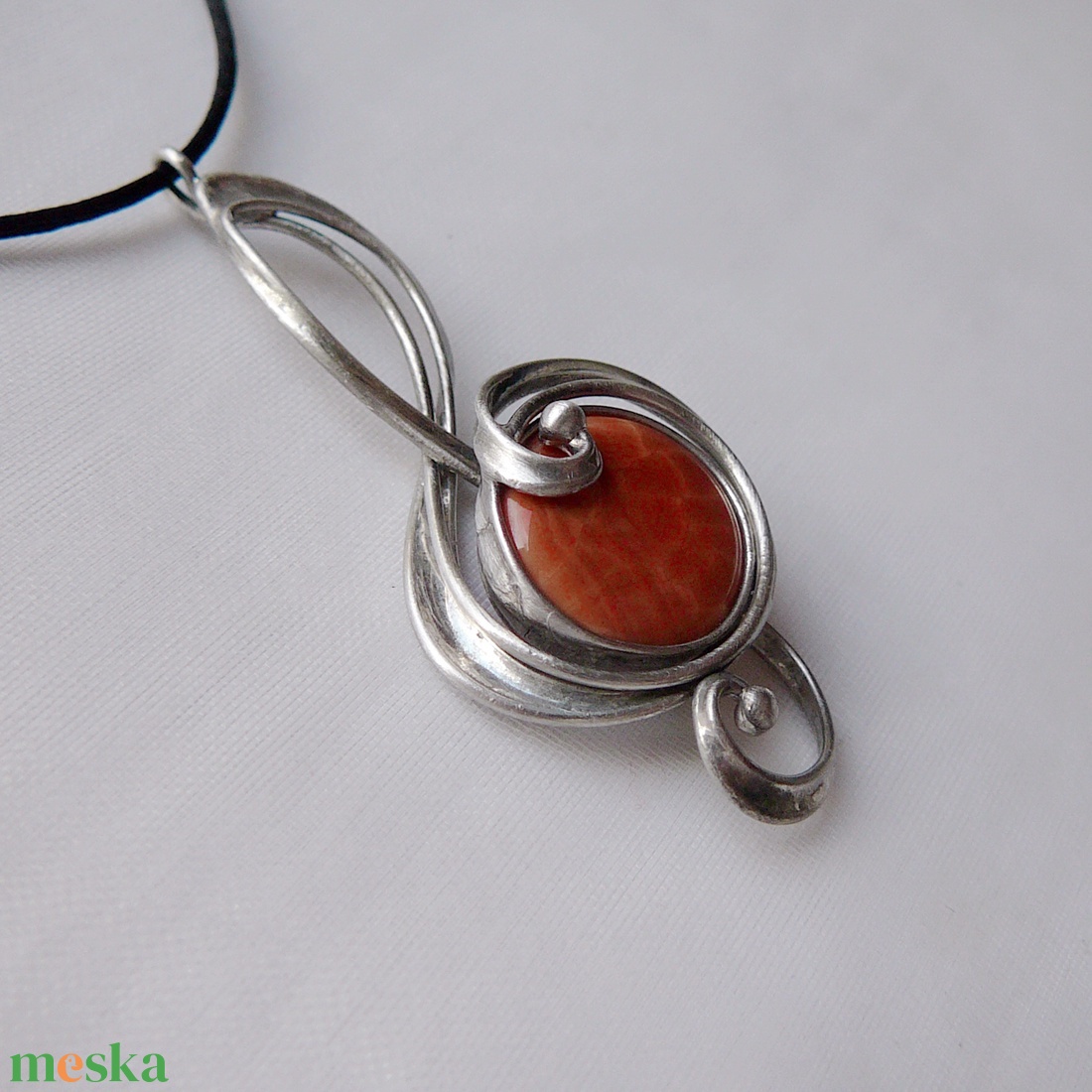 Tűzachát violinkulcs medál  - ékszer - nyaklánc - medálos nyaklánc - Meska.hu
