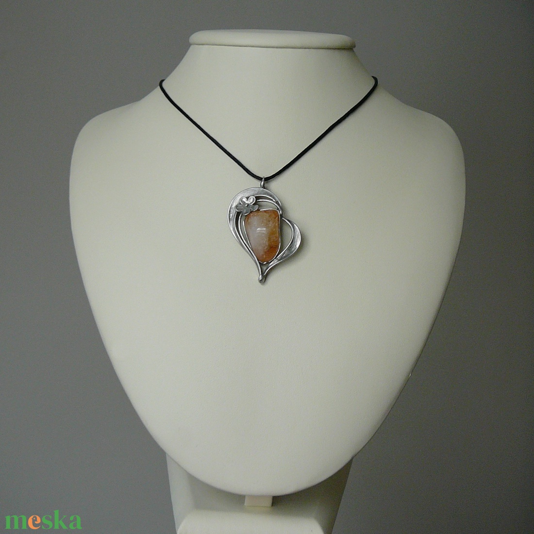 Citrin szív medál - ékszer - nyaklánc - medálos nyaklánc - Meska.hu