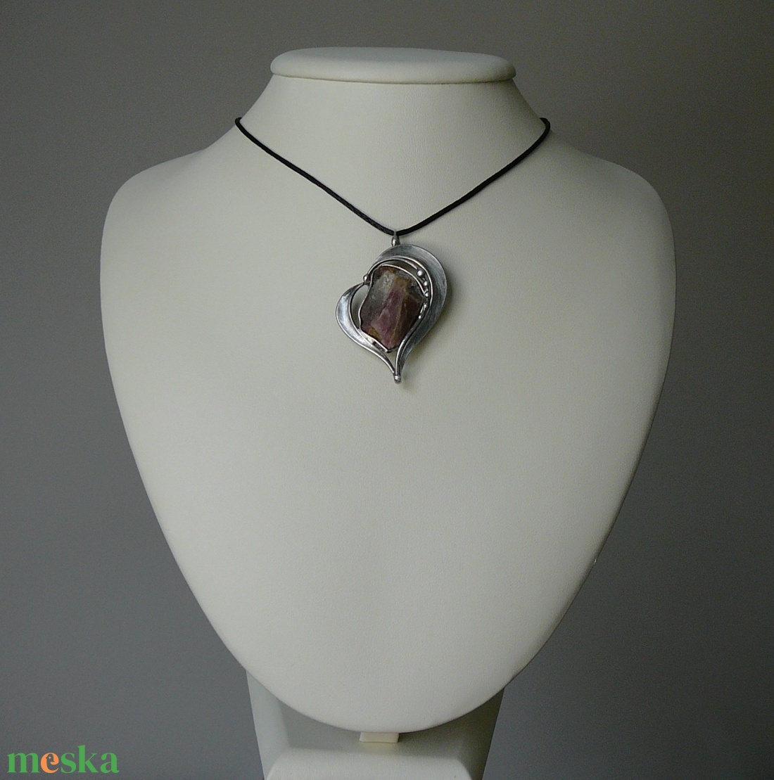 Rubellit szív medál - ékszer - nyaklánc - medálos nyaklánc - Meska.hu