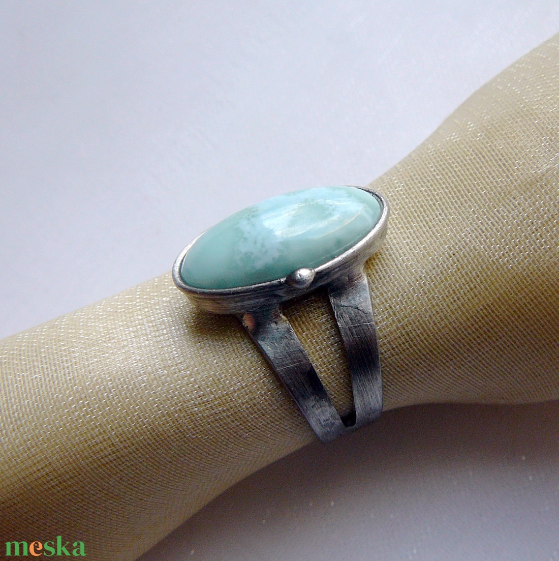Larimár gyűrű - ékszer - gyűrű - szoliter gyűrű - Meska.hu