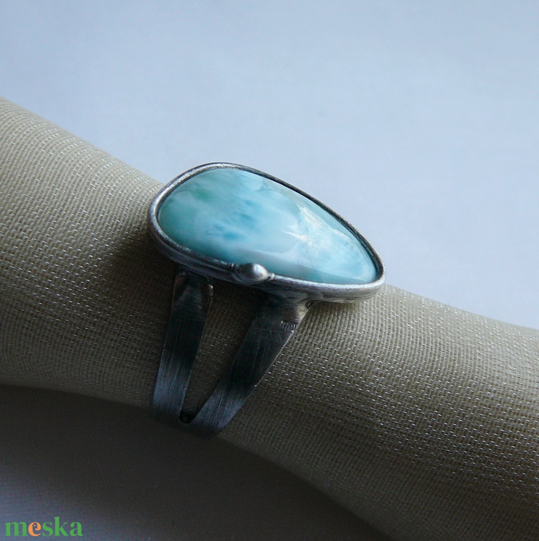 Larimár gyűrű - ékszer - gyűrű - szoliter gyűrű - Meska.hu