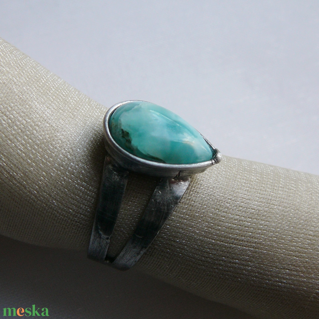 Larimár gyűrű - ékszer - gyűrű - szoliter gyűrű - Meska.hu