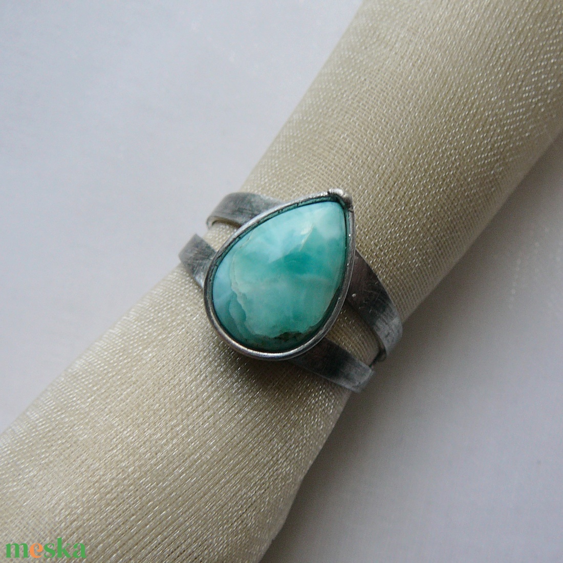 Larimár gyűrű - ékszer - gyűrű - szoliter gyűrű - Meska.hu