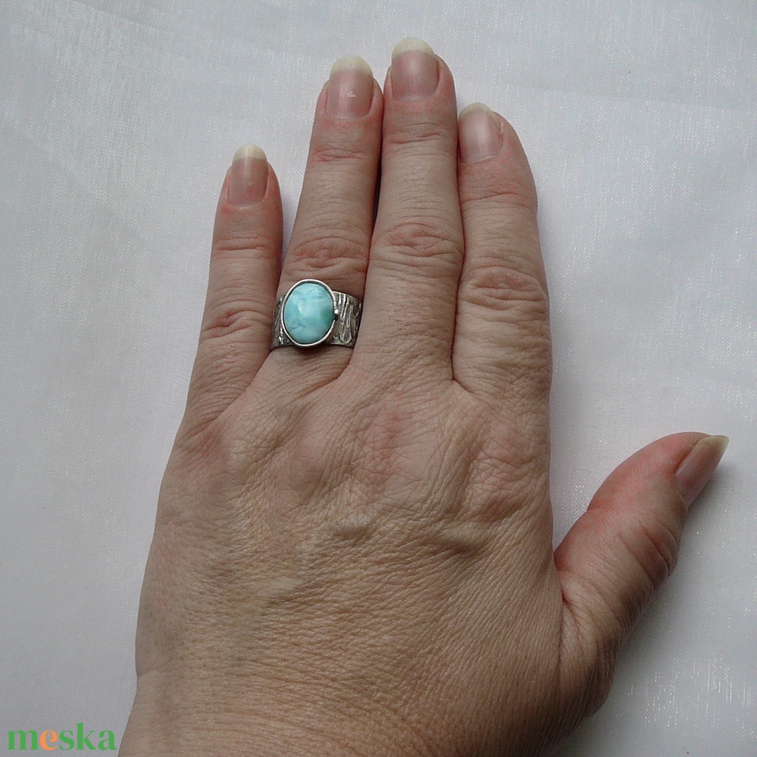 Larimár gyűrű - ékszer - gyűrű - szoliter gyűrű - Meska.hu