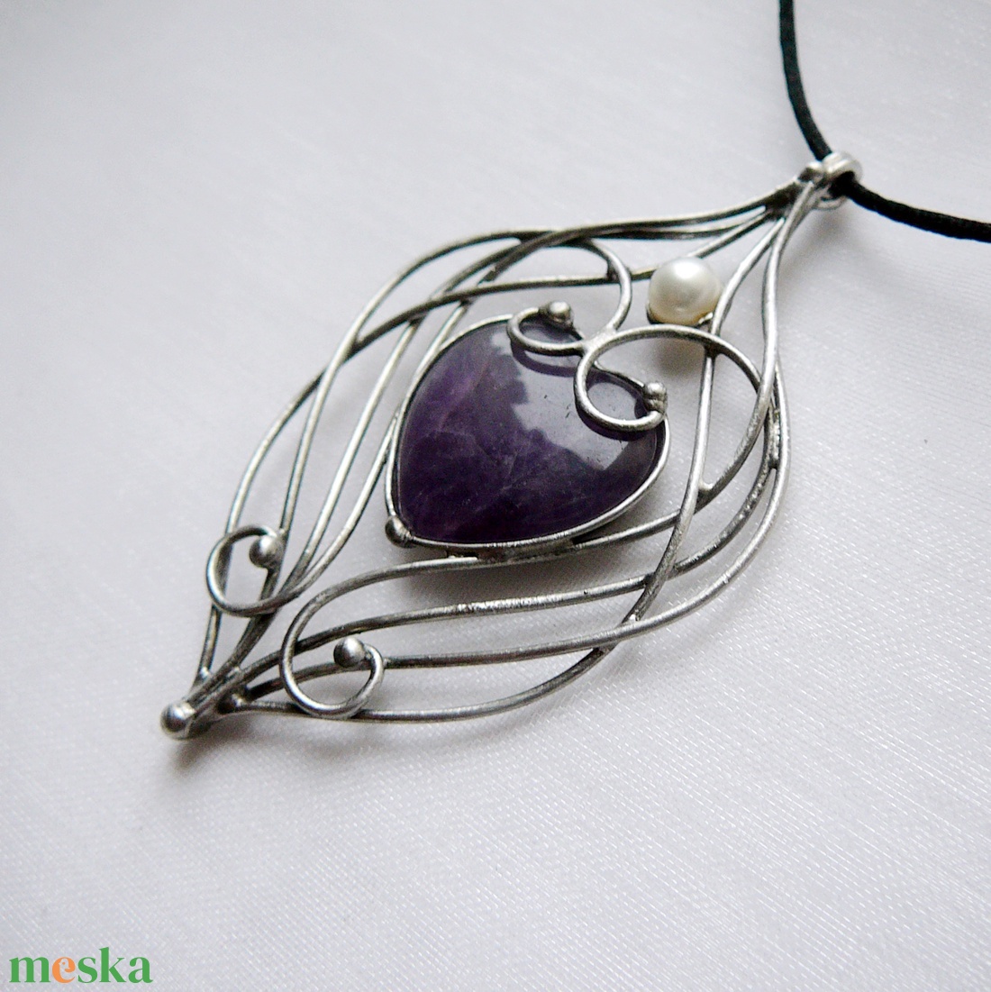 Ametiszt medál - ékszer - nyaklánc - medálos nyaklánc - Meska.hu