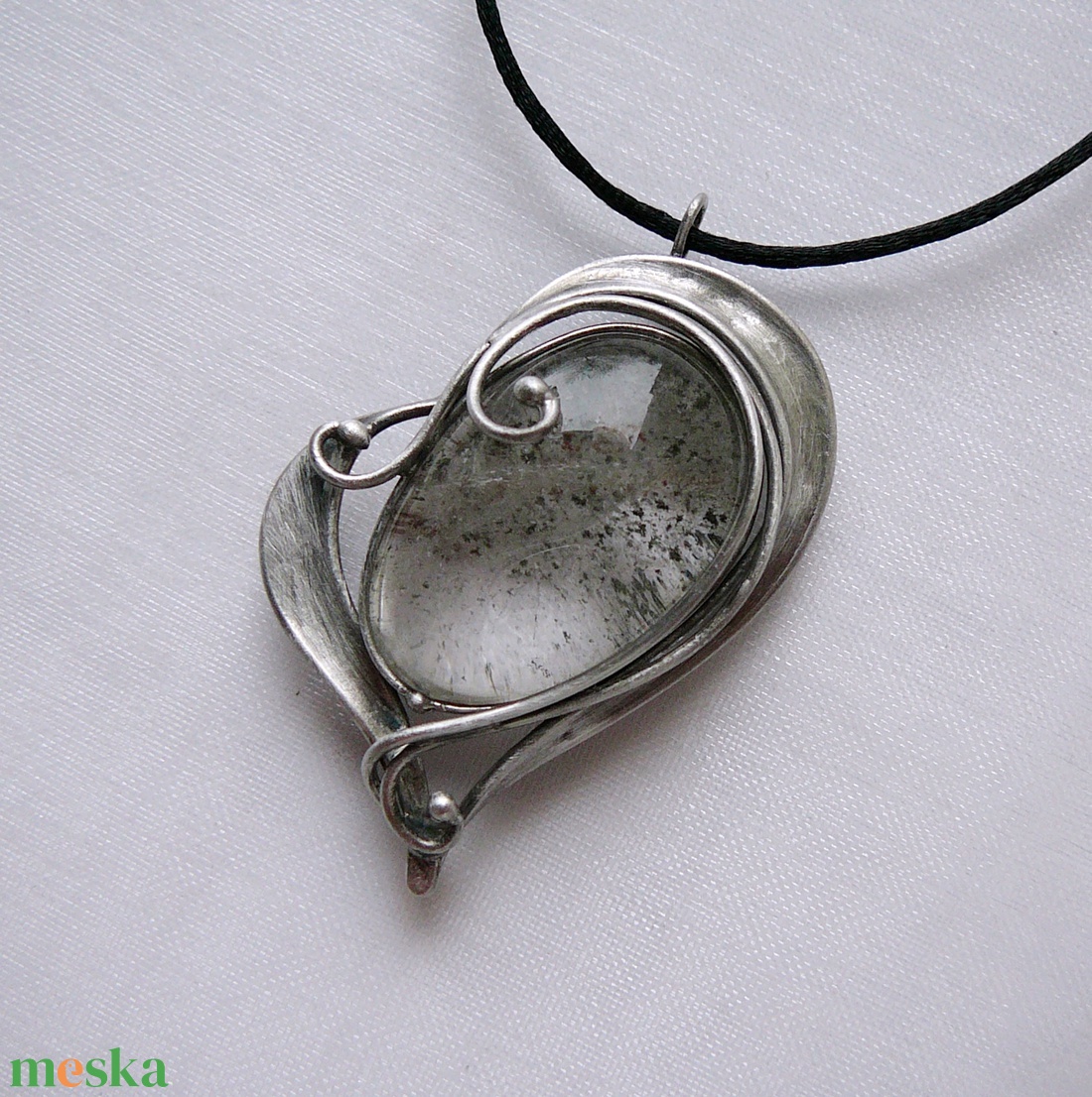 Tibeti fantomkvarc szív medál - ékszer - nyaklánc - medálos nyaklánc - Meska.hu