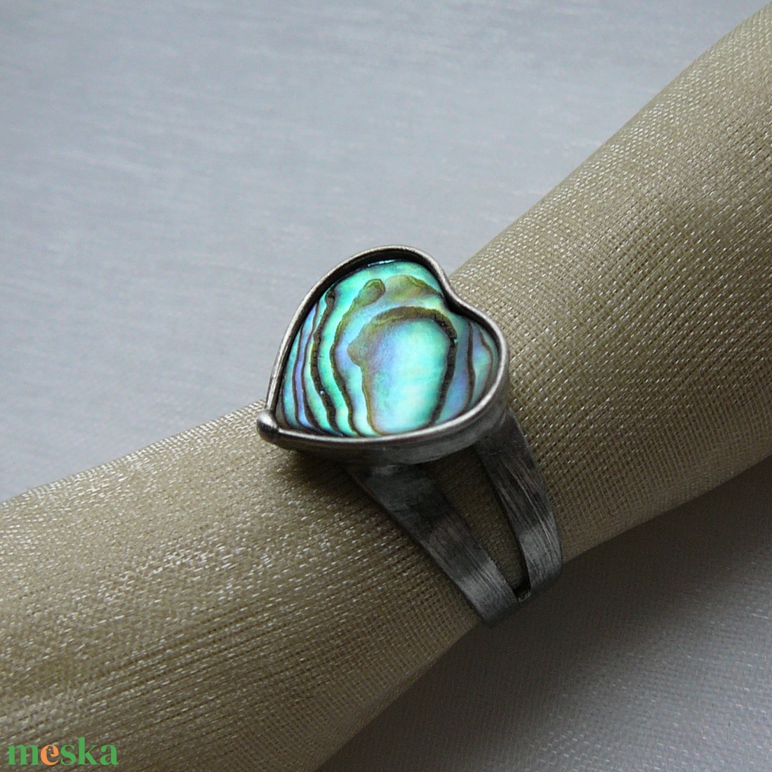 Pávakagyló szív gyűrű - ékszer - gyűrű - szoliter gyűrű - Meska.hu