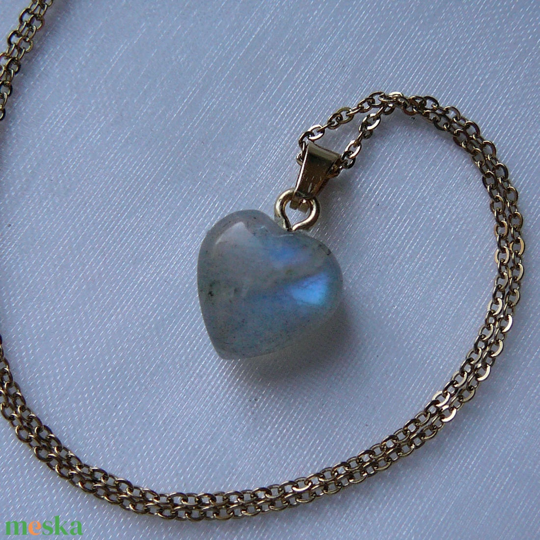 Labradorit szív medálos nyaklánc - ékszer - nyaklánc - medál - Meska.hu