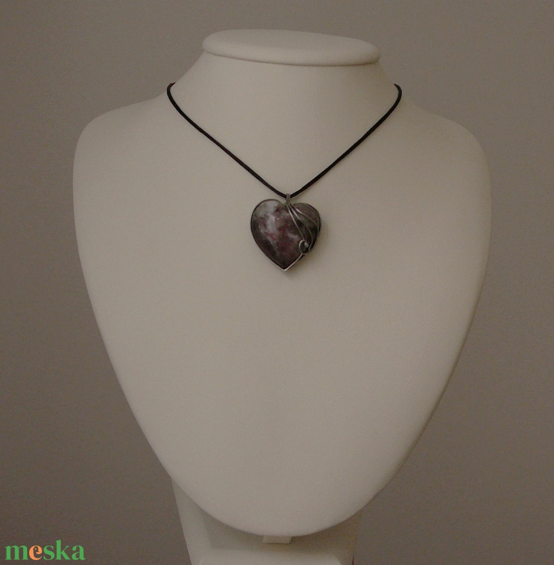 Rubellit szív medál - ékszer - nyaklánc - medálos nyaklánc - Meska.hu