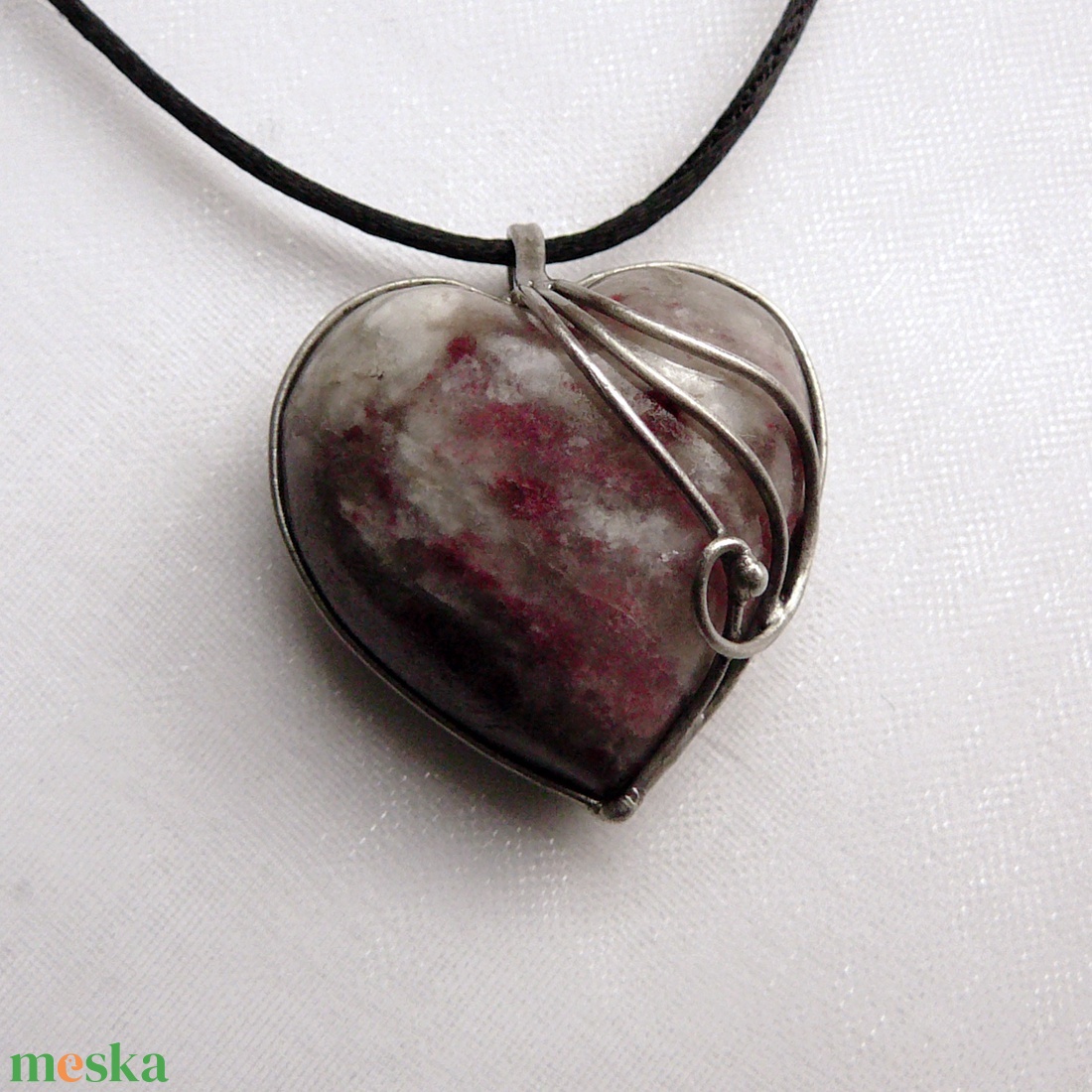 Rubellit szív medál - ékszer - nyaklánc - medálos nyaklánc - Meska.hu